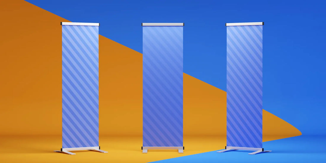 Retractable banner stand at a trade show