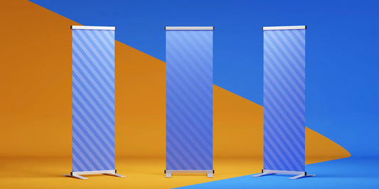 Retractable banner stand at a trade show